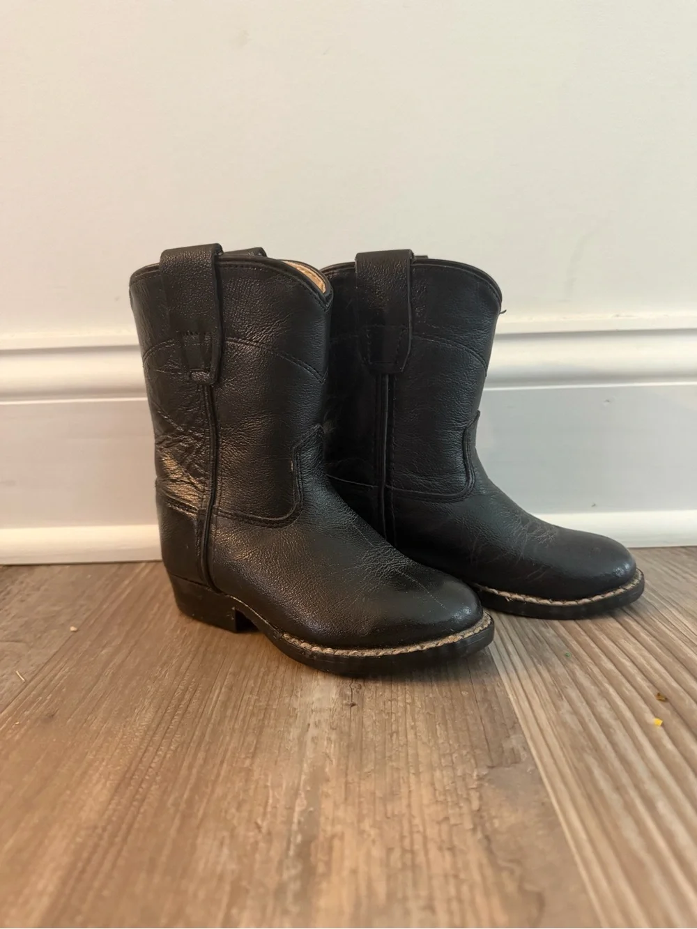 Black Baby/Toddler Western Leather Cowboy Boots, Old West